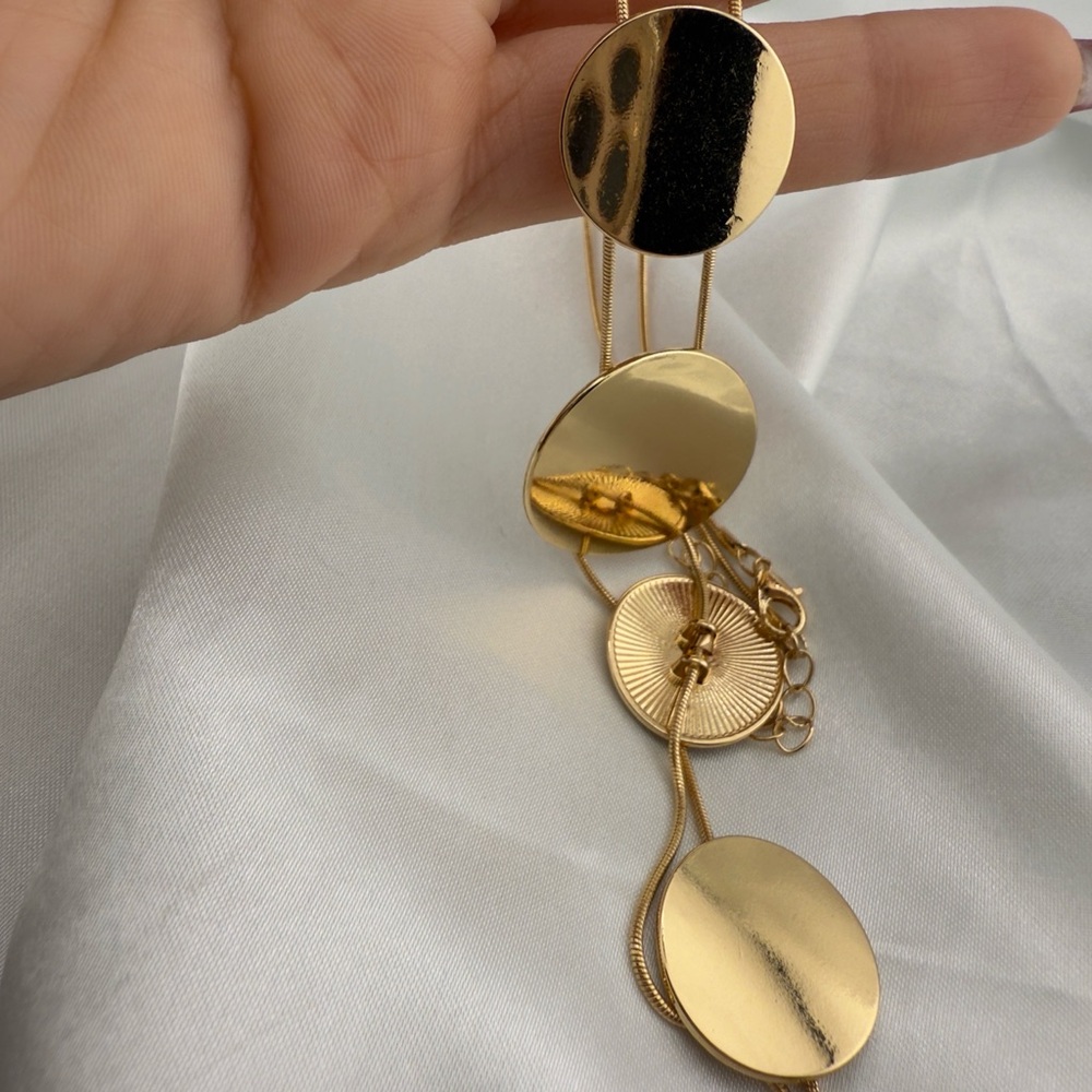 Adjustable Gold Color Round Statement Necklace - image 3